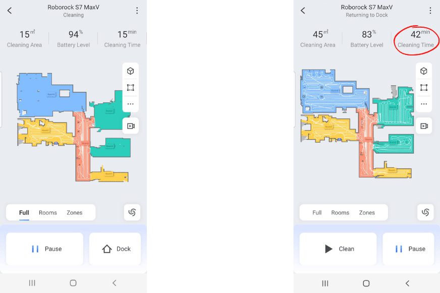 Die schnelle und strukturierte Navigation des Roborock S7 MaxV Ultra ist in der Handy-App zu sehen
